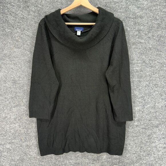 New Basic Editions Sweater Pullover Women 3X Plus Black Cowl Neck Knit Casual - Picture 1 of 7
